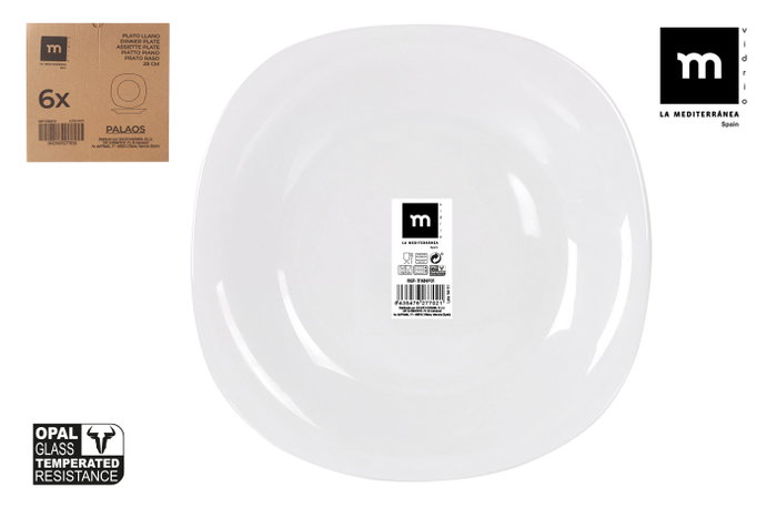 La Mediterranea Plato Llano Opal Palaos de 26x26 cm (Pack de 36) de 28cm OPAL La Mediterranea Plato Llano Opal Palaos de 26x26 cm (Pack de 36) de 28cm OPAL