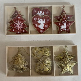 DKD Home Decor Set de 6 Decoraciones Colgantes en Metal y Madera