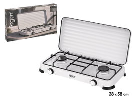 ARGON Hornillo doble de gas blanco 58x28cm