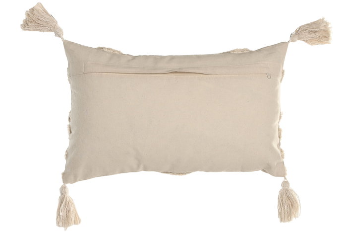 DKD Home Decor Cojín Boho Crudo 30 x 50 cm Algodón Hecho a Mano (2 Unidades)