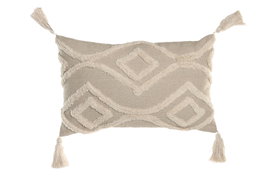 DKD Home Decor Cojín de Algodón Crudo Hecho a Mano 50x30 cm (Pack de 2)