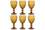 DKD Home Decor Set de 6 Copas de Vino Ámbar con Relieve 325ml