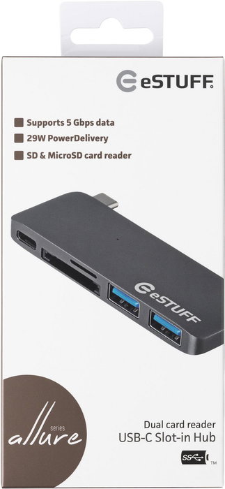 eSTUFF USB C Slot-in Hub Gris Espacial para MacBook 12''