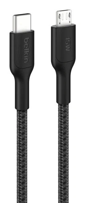 Belkin Cable USB-C a Micro-USB de 1 m trenzado, negro CAB026hq1MBK