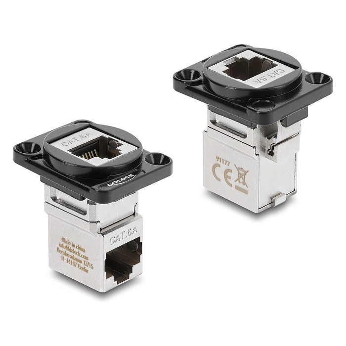 DeLOCK 91177 Módulo RJ45 Hembra a Hembra 90° Cat.6A Negro/Plata
