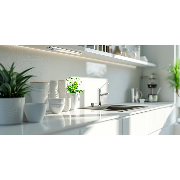EDM Regleta LED Recargable Magnética, 2.5W 3CCT Regulable, con Sensor Crepuscular/Movimiento, 606mm, Batería 2200mAh, Autonomía 10h