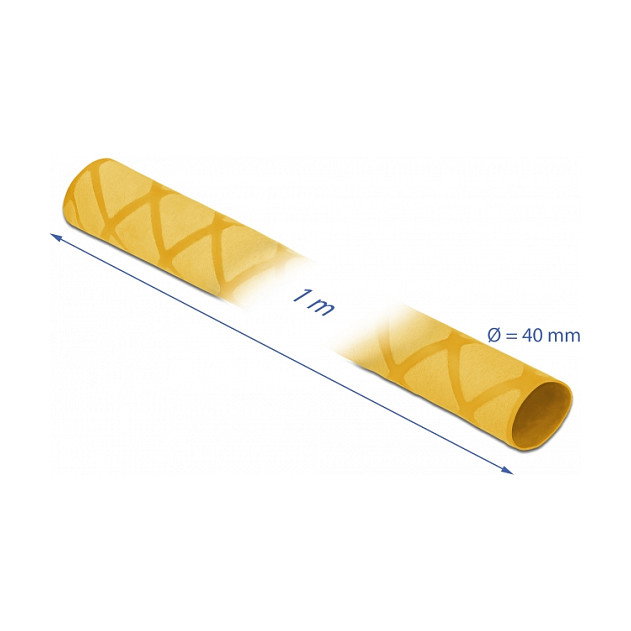 DeLOCK Tubo termorretráctil amarillo con patrón en X antideslizante 1 m x 40 mm