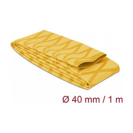 DeLOCK Tubo Termorretráctil Amarillo Antideslizante, Patrón X, 1 m x 40 mm, Relación Retracción 2:1, 70-125 °C, Poliolefina