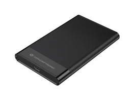 Conceptronic DANTE06B Carcasa Externa para Disco Duro/SSD 2.5", USB-C 3.2 Gen 1 (6 Gbps), Compatible con Hasta 10 TB, Altura 7/9.5mm, Plug & Play, Negro