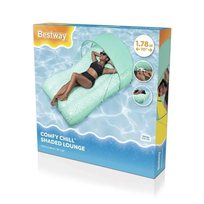 Bestway BES6941607352052 Colchón Hinchable Flotador Piscina con Toldo Parasol