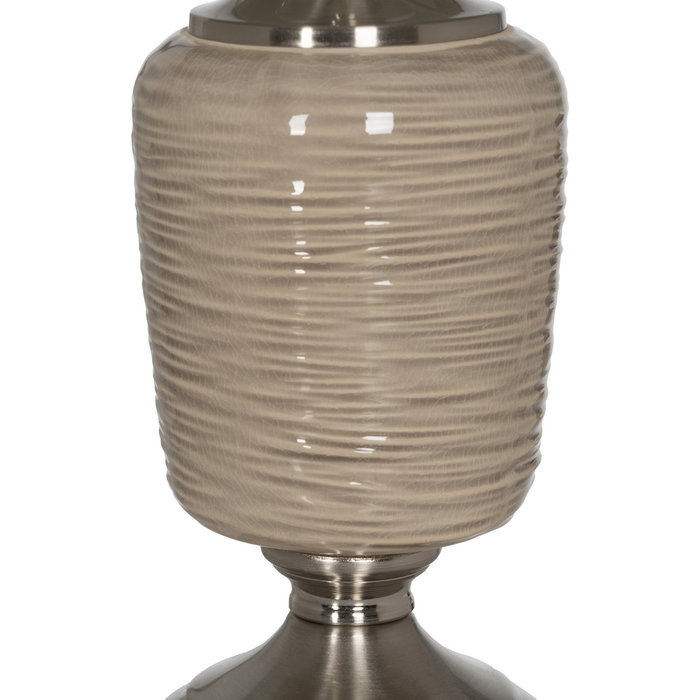 Lámpara Mesa Beige-Plata Cerámica-Metal 31,50 X 31,50 X 54 C