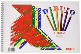 Enri Bloc De Dibujo Espiral Pajarita A4+ 120 gr Liso Microperforado Blanco 20H