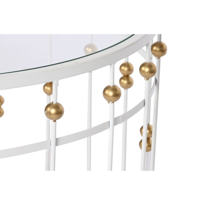 DKD Home Decor Mesa de Centro de Metal y Cristal Blanco y Dorado DKD Home Decor Mesa de Centro de Metal y Cristal Blanco y Dorado