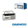 Daewoo Radio Cassette AM/FM con Micrófono, Salida Auriculares y Fuente de Alimentación AC/DC y Pilas