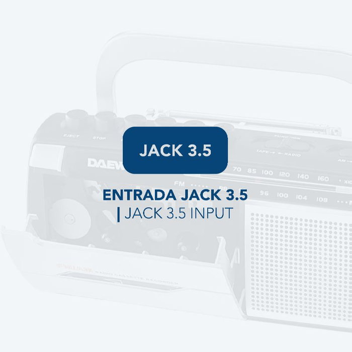Daewoo Radio Cassette AM/FM con Micrófono, Salida Auriculares y Fuente de Alimentación AC/DC y Pilas