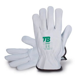 TB Guantes de trabajo en piel vacuno con acabado flor, talla 9, gris