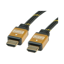 ROLINE GOLD HDMI High Speed Kabel mit Ethernet 15m, Cable HDMI 15 metros Alta Velocidad con Ethernet, 1920x1080 Pixeles, Conectores Chapados en Oro, Negro - Ref: 11.04.5508