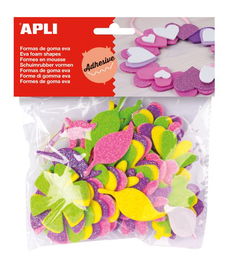 Goma Eva Apli Formas Adhesivas Con Purpurina Flores Bolsa De 48 (Set de 5)