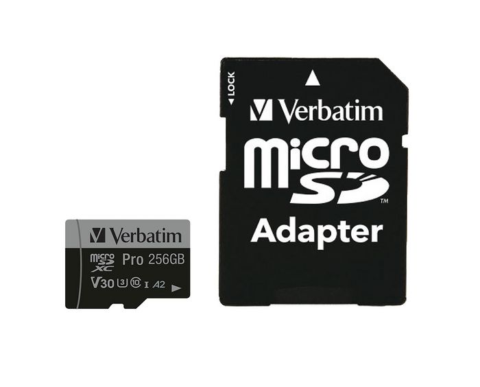 Verbatim Pro U3 Tarjeta MicroSDXC 256GB con Adaptador Verbatim Pro U3 Tarjeta MicroSDXC 256GB con Adaptador