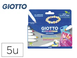 Giotto Rotulador Decor Metal Caja 5 Unidades Colores Surtidos Tinta Base Agua Punta 4 Mm Acabado Permanente