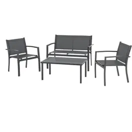 SALONCEBUGF Estructura de Acero para Jardín, 4 Personas, Gris