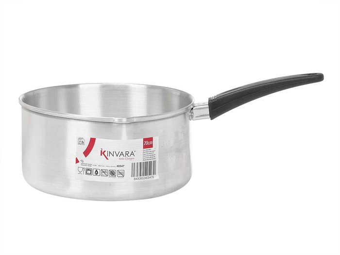 KINVARA Cazo de Aluminio 20cm Plata (Pack de 6) manucalizada de 3 L