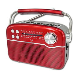 SAMI Radio Vintage 3 bandas - Funciona con AC, Pilas, Solar y Batería