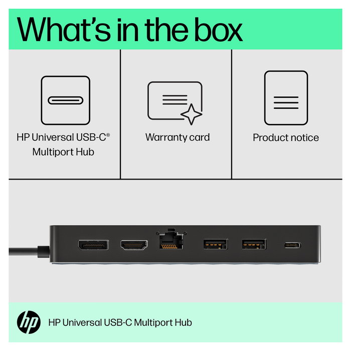 HP Universal USB-C Multiport Hub 50H98AA Negro HP Universal USB-C Multiport Hub 50H98AA Negro