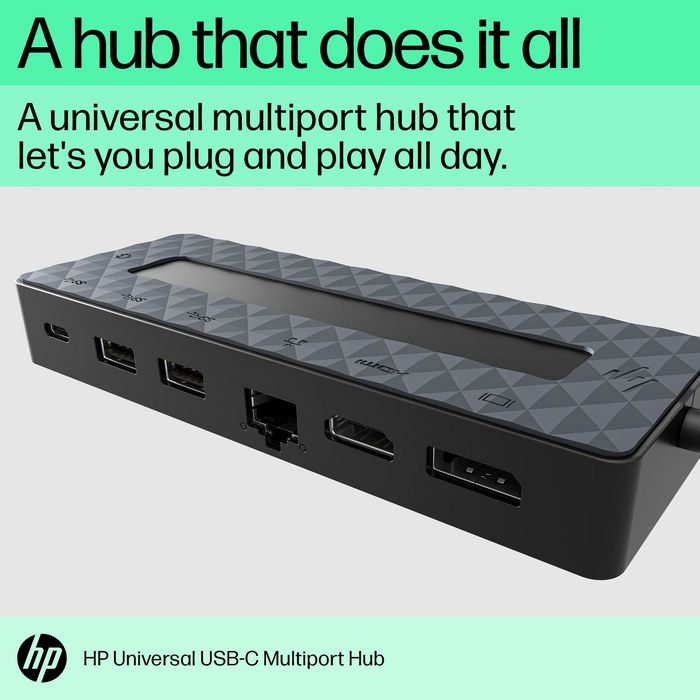 HP Universal USB-C Multiport Hub 50H98AA Negro HP Universal USB-C Multiport Hub 50H98AA Negro