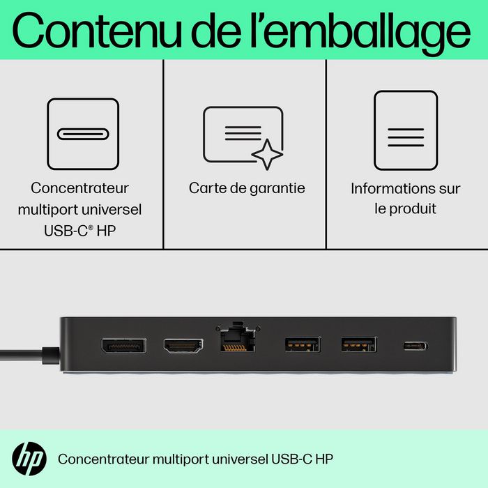 HP Universal USB-C Multiport Hub 50H98AA Negro HP Universal USB-C Multiport Hub 50H98AA Negro