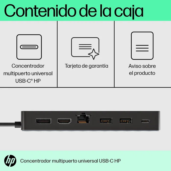 HP Universal USB-C Multiport Hub 50H98AA Negro HP Universal USB-C Multiport Hub 50H98AA Negro