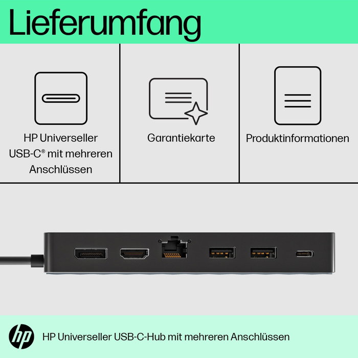 HP Universal USB-C Multiport Hub 50H98AA Negro HP Universal USB-C Multiport Hub 50H98AA Negro