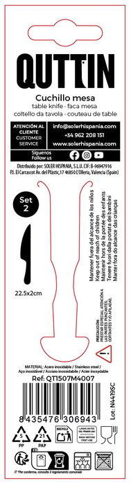 Inde Set 2 Cuchillos de Mesa Moma 23.5 cm (12 Cajas) Inde Set 2 Cuchillos de Mesa Moma 23.5 cm (12 Cajas)