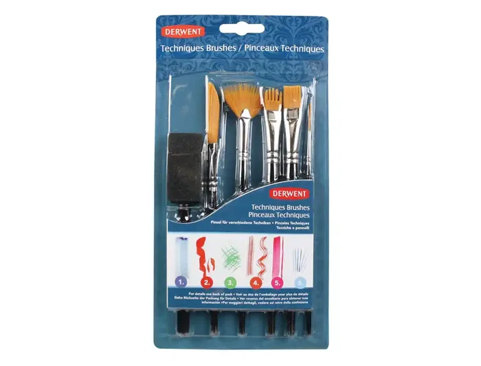 Derwent Pinceles Técnicos Set de 6 Unidades Surtidos para Pintura Artística