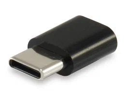 Equip Adaptador USB-C Macho a Micro USB Hembra para Carga y Sincronía, Compatible con Samsung Galaxy S8/S8+, Nexus 6P/5X y Thunderbolt 3/4, Aluminio Negro, Referencia 133472
