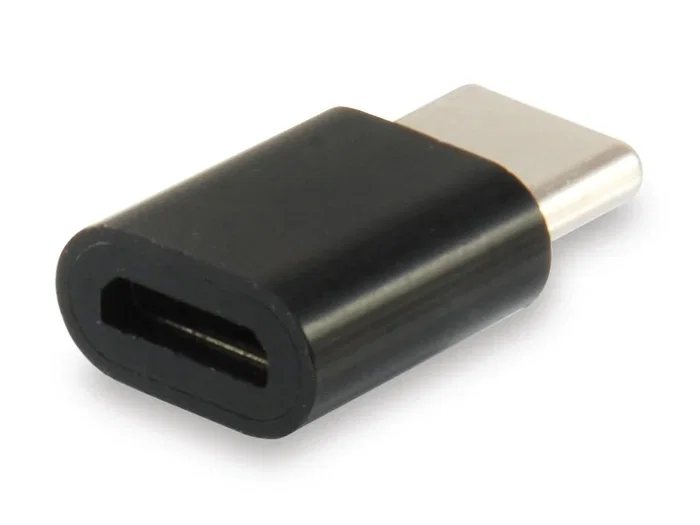 Equip Adaptador USB-C Macho a Micro USB Hembra para Carga y Sincronía, Compatible con Samsung Galaxy S8/S8+, Nexus 6P/5X y Thunderbolt 3/4, Aluminio Negro, Referencia 133472
