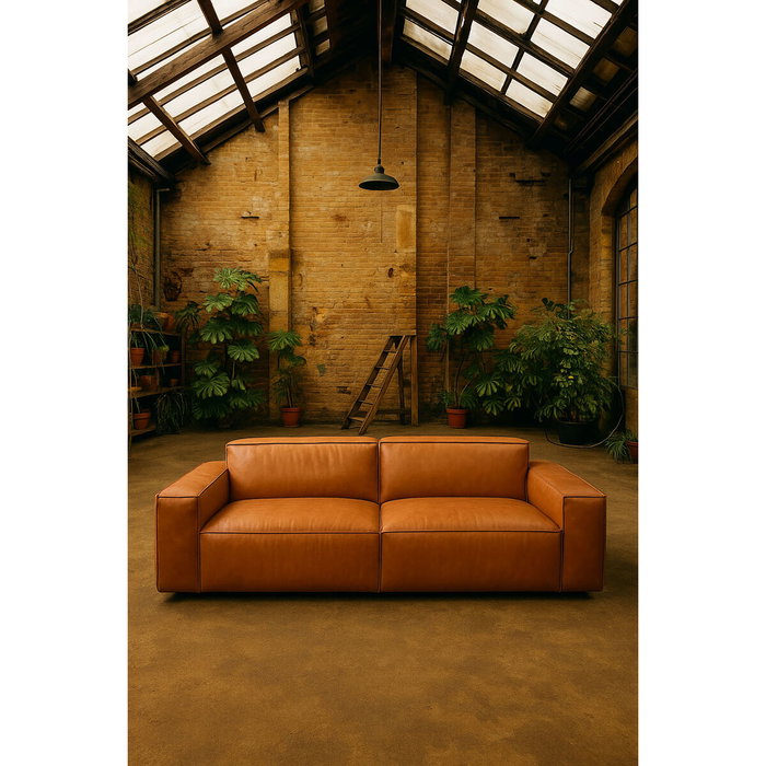 DKD Home Decor Sofá de Piel 3 Plazas Cognac