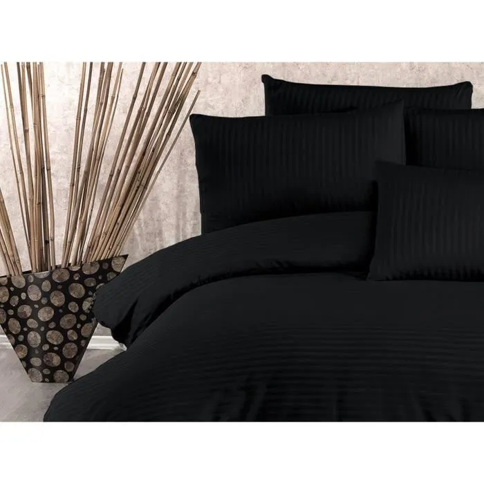 Juego de Cama 220x240 cm con 2 Fundas de Almohada 60x60 cm 70% Poliéster 30% Algodón Negro ASI8683743939176 Juego de Cama 220x240 cm con 2 Fundas de Almohada 60x60 cm 70% Poliéster 30% Algodón Negro ASI8683743939176