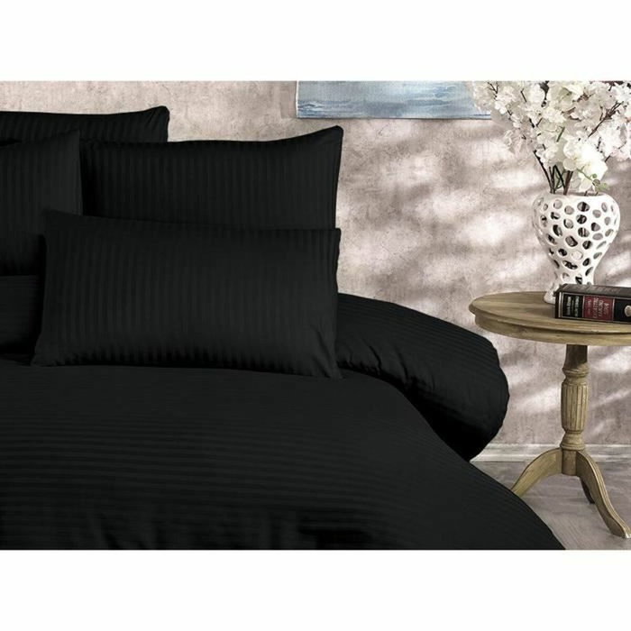 Aucune Juego de Cama Negro con Funda Nórdica y 2 Fundas de Almohada Aucune Juego de Cama Negro con Funda Nórdica y 2 Fundas de Almohada