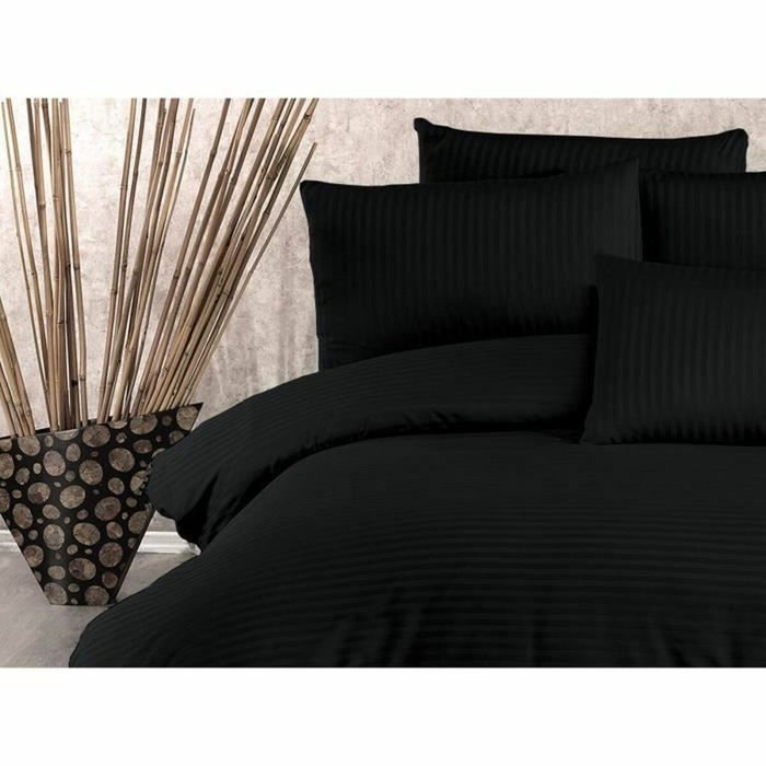 Aucune Juego de Cama Negro con Funda Nórdica y 2 Fundas de Almohada Aucune Juego de Cama Negro con Funda Nórdica y 2 Fundas de Almohada