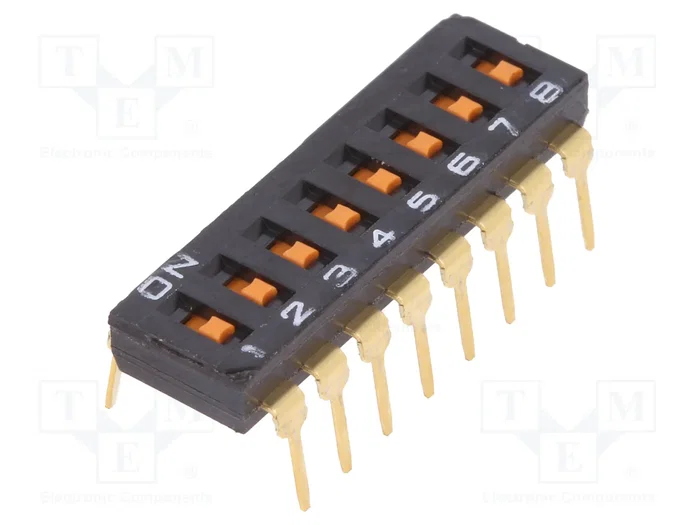 Aratas (Formerly Omron Components) Interruptor DIP-SWITCH A6T-8101 de 8 secciones Aratas (Formerly Omron Components) Interruptor DIP-SWITCH A6T-8101 de 8 secciones