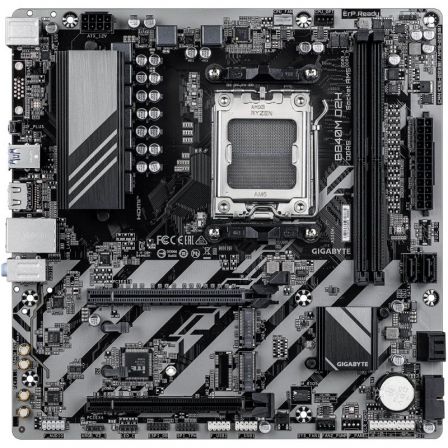 Gigabyte B840M D2H Placa Base Micro ATX Socket AM5 para AMD Ryzen 9000/8000/7000 con DDR5, PCIe 4.0, Modo Turbo X3D, LAN 2.5GbE y 2 Ranuras M.2 (Ref: 9MB84MD2H-00-G10)