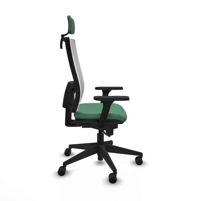 PIQUERAS Y CRESPO Silla de oficina Horna con mecanismo Sincro, Verde esmeralda y Blanco
