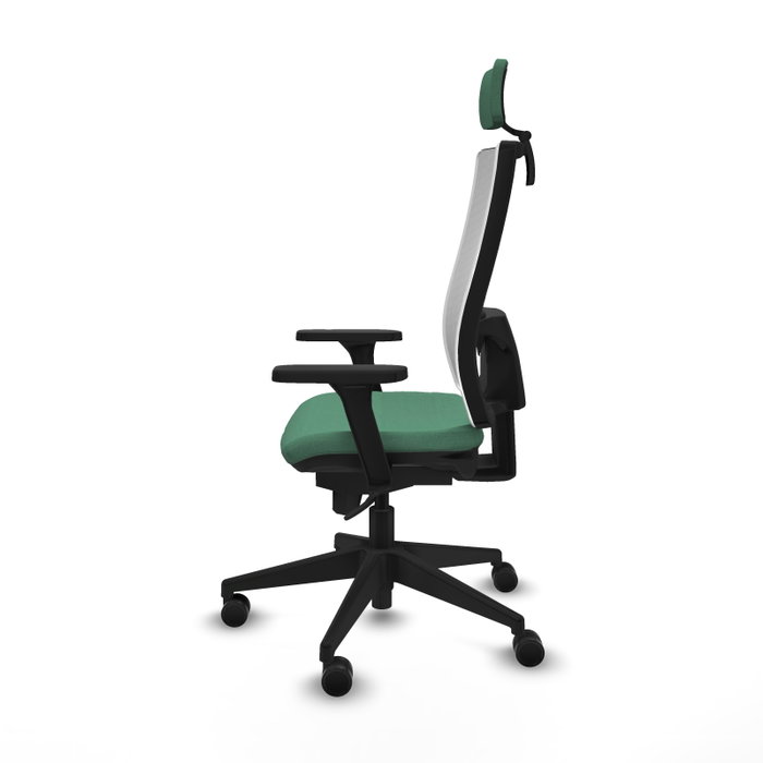 PIQUERAS Y CRESPO Silla de oficina Horna con mecanismo Sincro, Verde esmeralda y Blanco