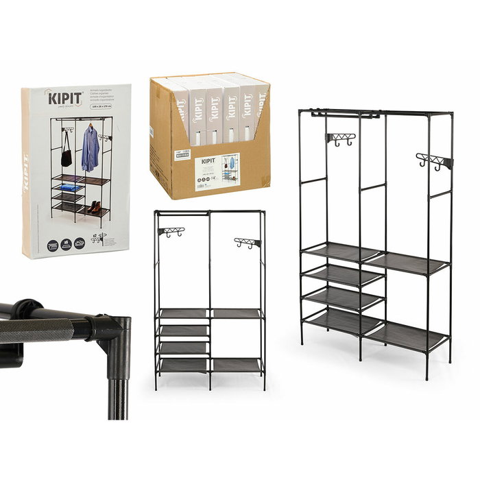 KIPIT Armario Organizador Doble Percha Negro