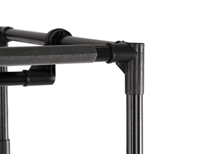 Kipit Armario Organizador Doble Percha 52x28x8 cm Metal Plástico Tela Negro con 6 Estantes y 2 Barras (Set de 6)