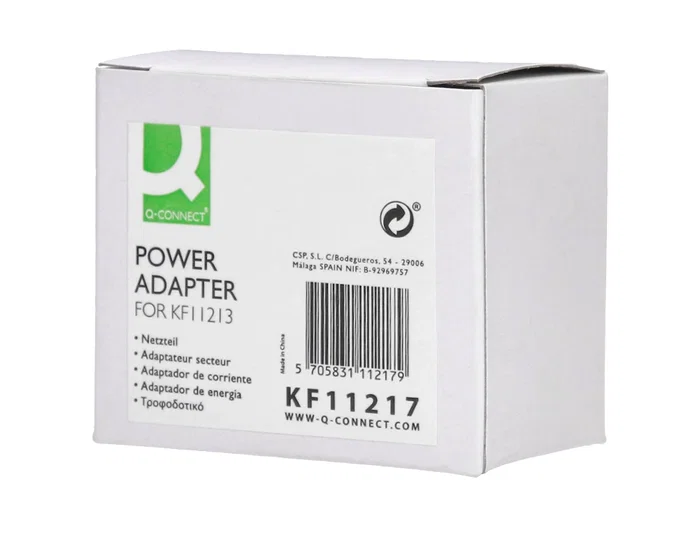 Q-connect Adaptador de Corriente para Calculadora Impresora Modelos XF36-XF37-XF38 y KF11213, 100-240V 50/60Hz 0.2A