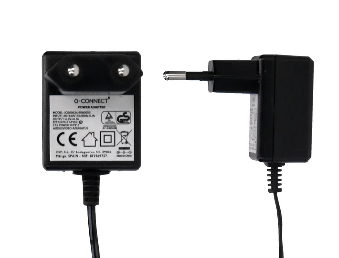 Q-connect Adaptador de Corriente para Calculadora Impresora Modelos XF36-XF37-XF38 y KF11213, 100-240V 50/60Hz 0.2A