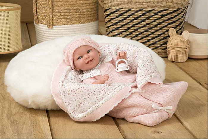Muñecas Arias Muñeca Elegance Babyto Rosa c/Manta (Muñeco de Peso) 35 cm