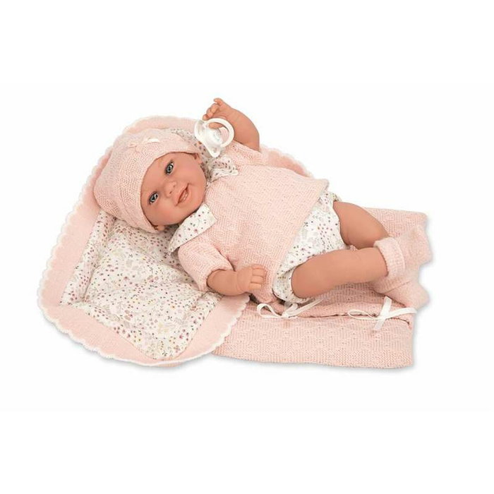 Muñecas Arias Muñeca Elegance Babyto Rosa con Manta (Muñeco de Peso) 35 cm